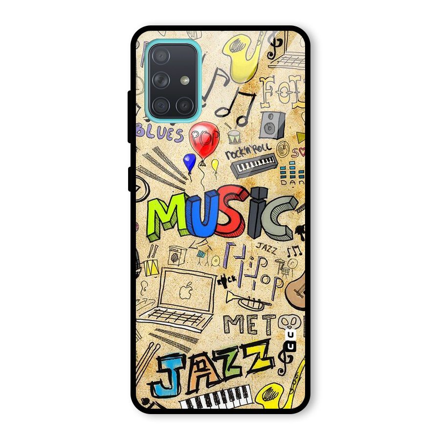 Music Pattern Glass Back Case for Galaxy A71