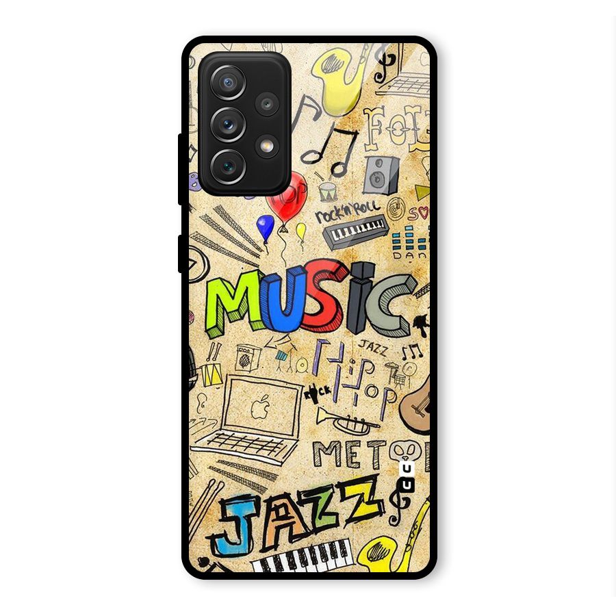 Music Pattern Glass Back Case for Galaxy A72
