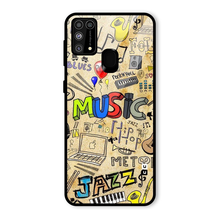 Music Pattern Glass Back Case for Galaxy F41