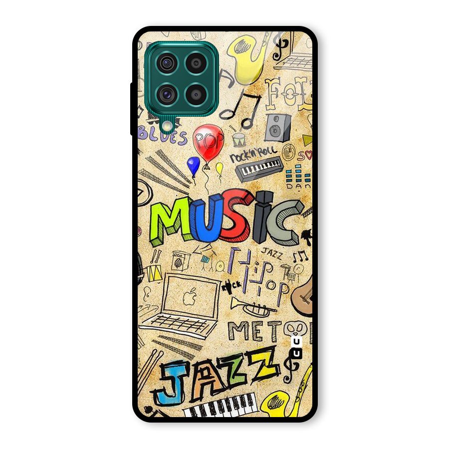 Music Pattern Glass Back Case for Galaxy F62