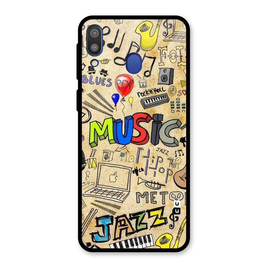 Music Pattern Glass Back Case for Galaxy M20