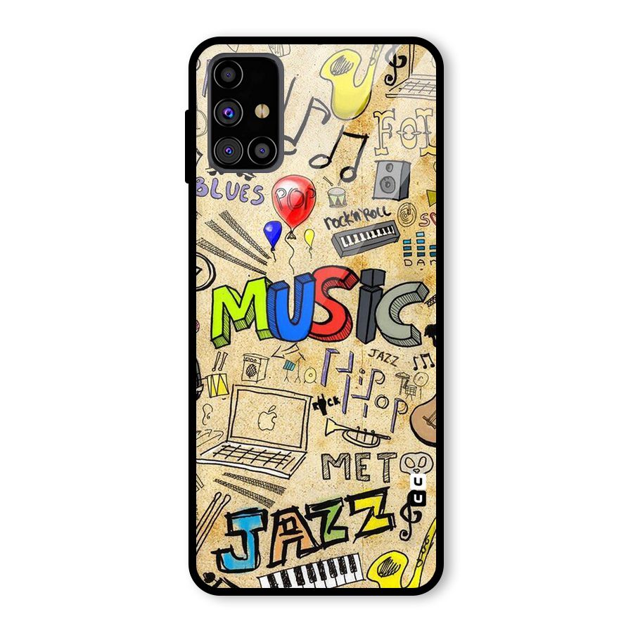Music Pattern Glass Back Case for Galaxy M31s