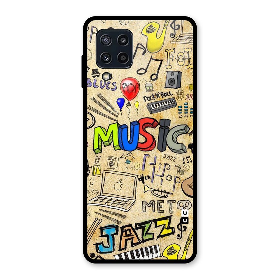 Music Pattern Glass Back Case for Galaxy M32