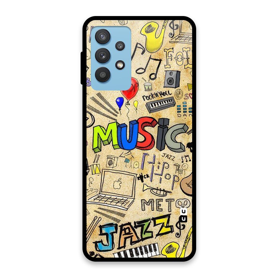 Music Pattern Glass Back Case for Galaxy M32 5G