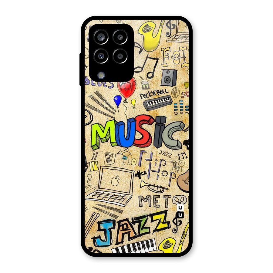 Music Pattern Glass Back Case for Galaxy M33