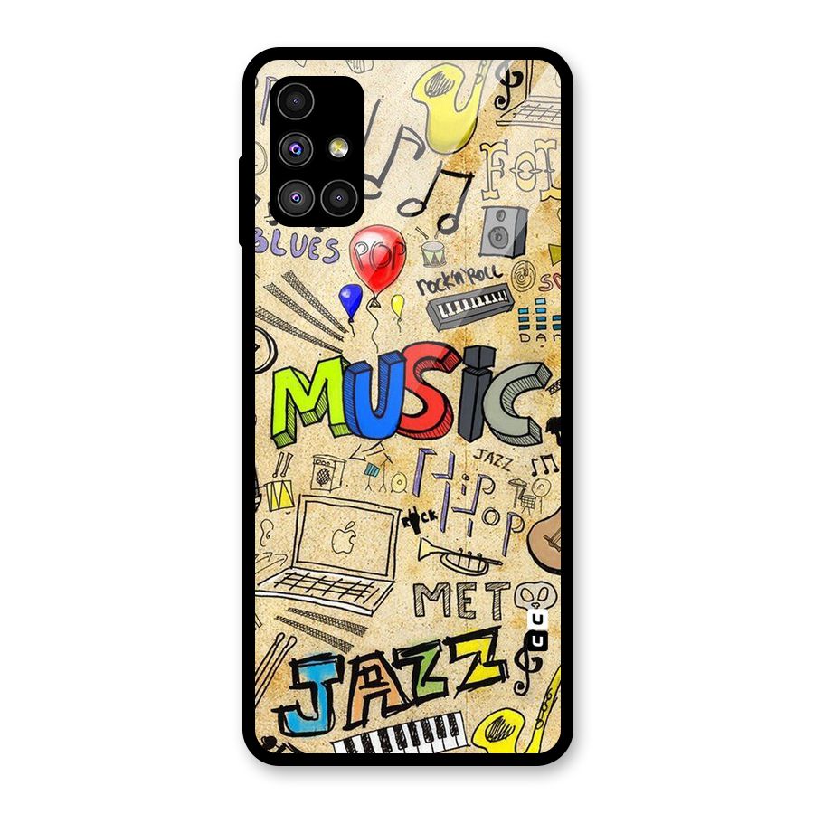 Music Pattern Glass Back Case for Galaxy M51
