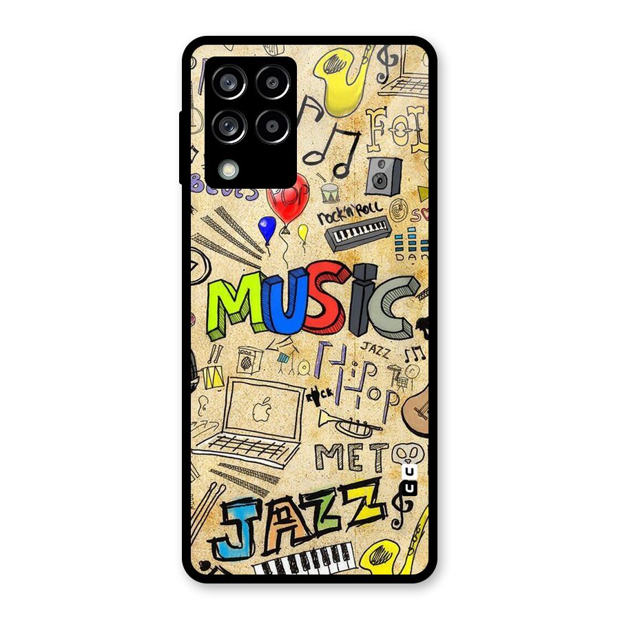 Music Pattern Glass Back Case for Galaxy M53 5G