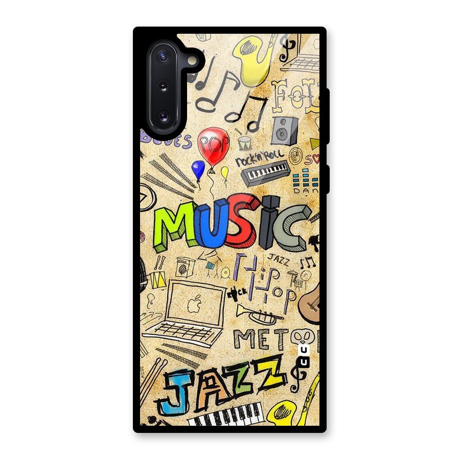 Music Pattern Glass Back Case for Galaxy Note 10