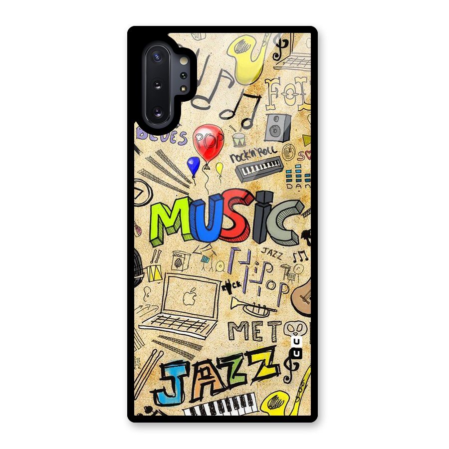 Music Pattern Glass Back Case for Galaxy Note 10 Plus