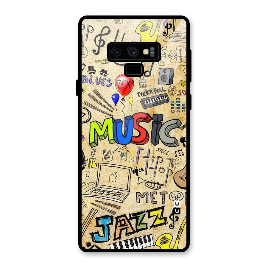Music Pattern Glass Back Case for Galaxy Note 9