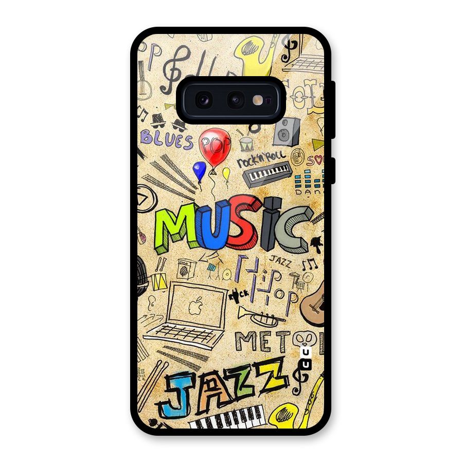 Music Pattern Glass Back Case for Galaxy S10e
