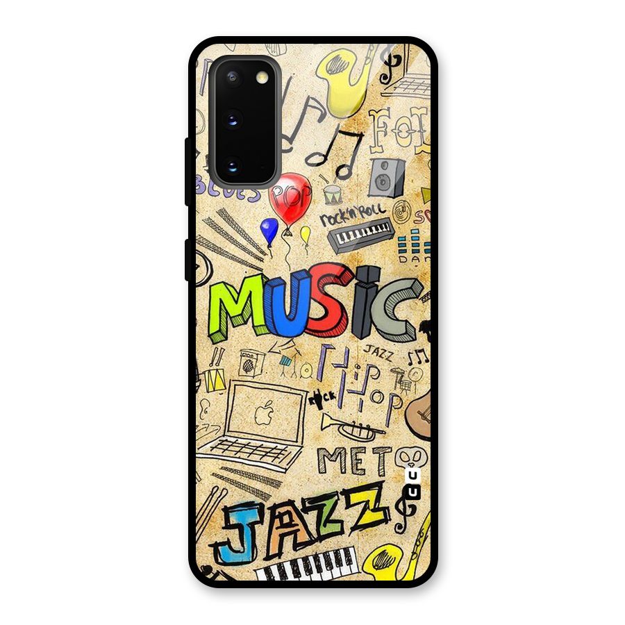 Music Pattern Glass Back Case for Galaxy S20