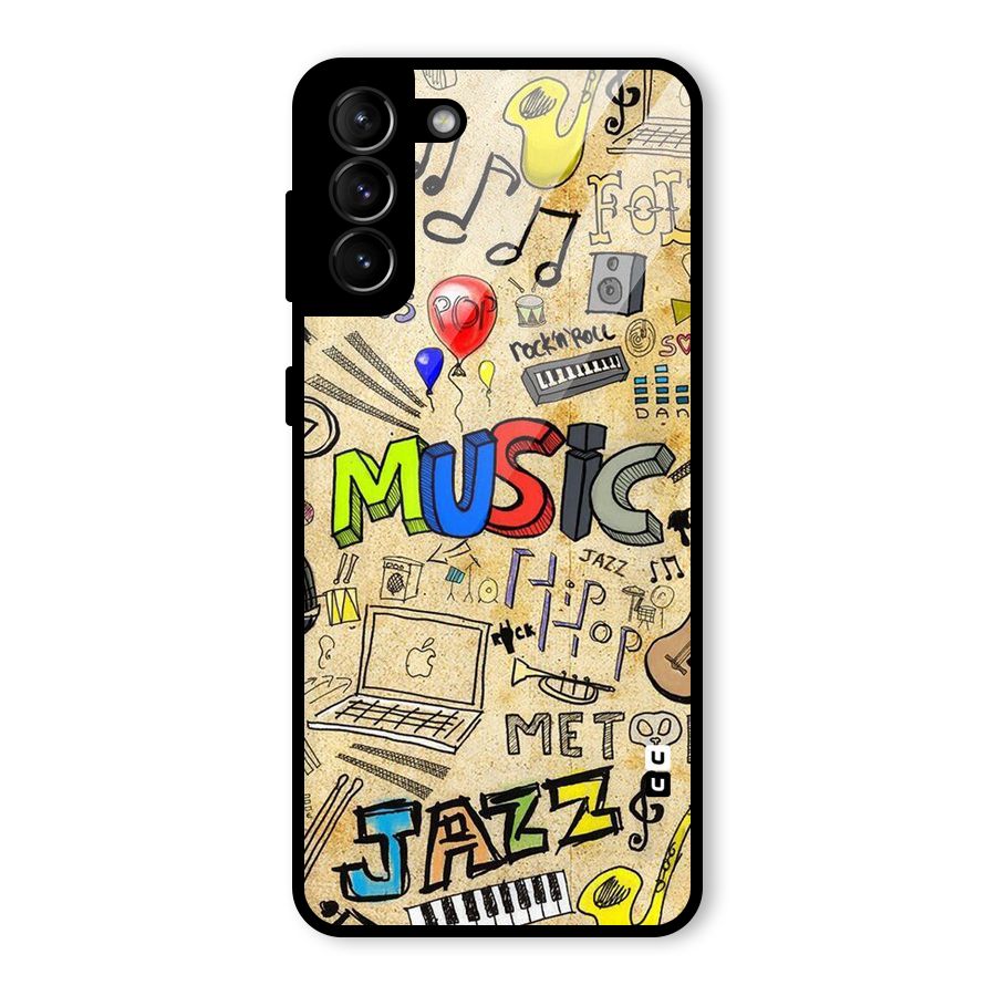 Music Pattern Glass Back Case for Galaxy S21 Plus