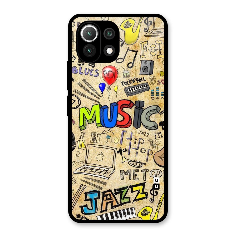 Music Pattern Glass Back Case for Mi 11 Lite NE 5G