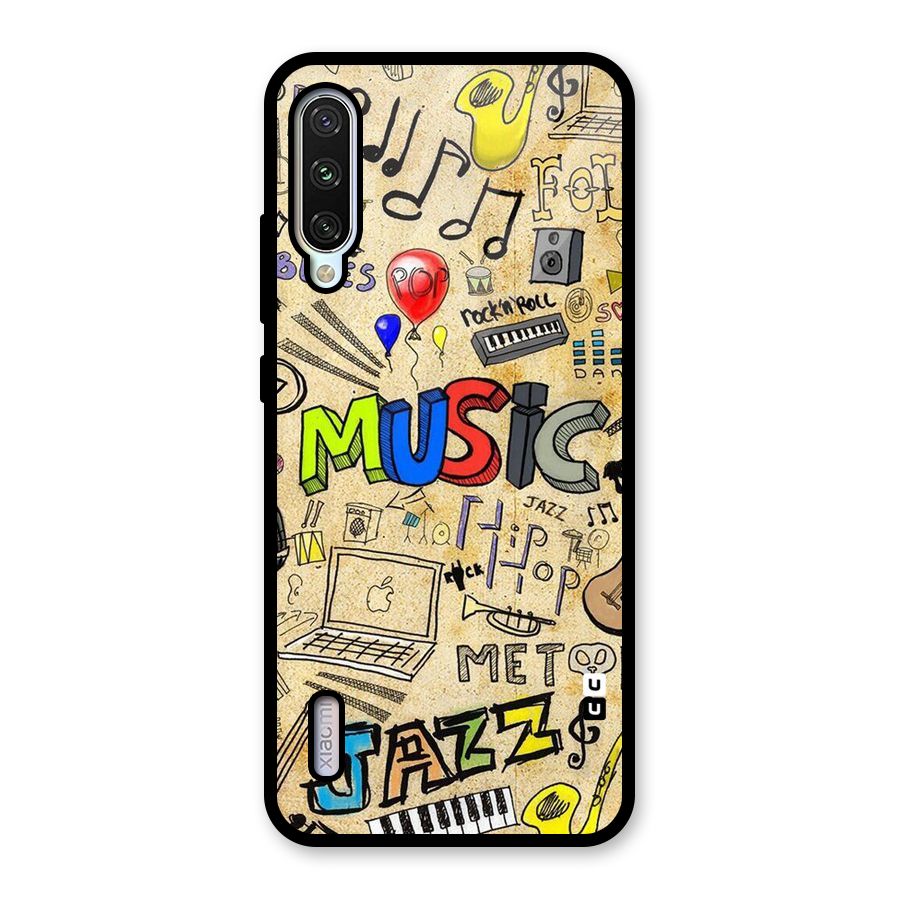Music Pattern Glass Back Case for Mi A3
