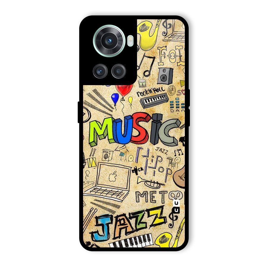Music Pattern Glass Back Case for OnePlus 10R