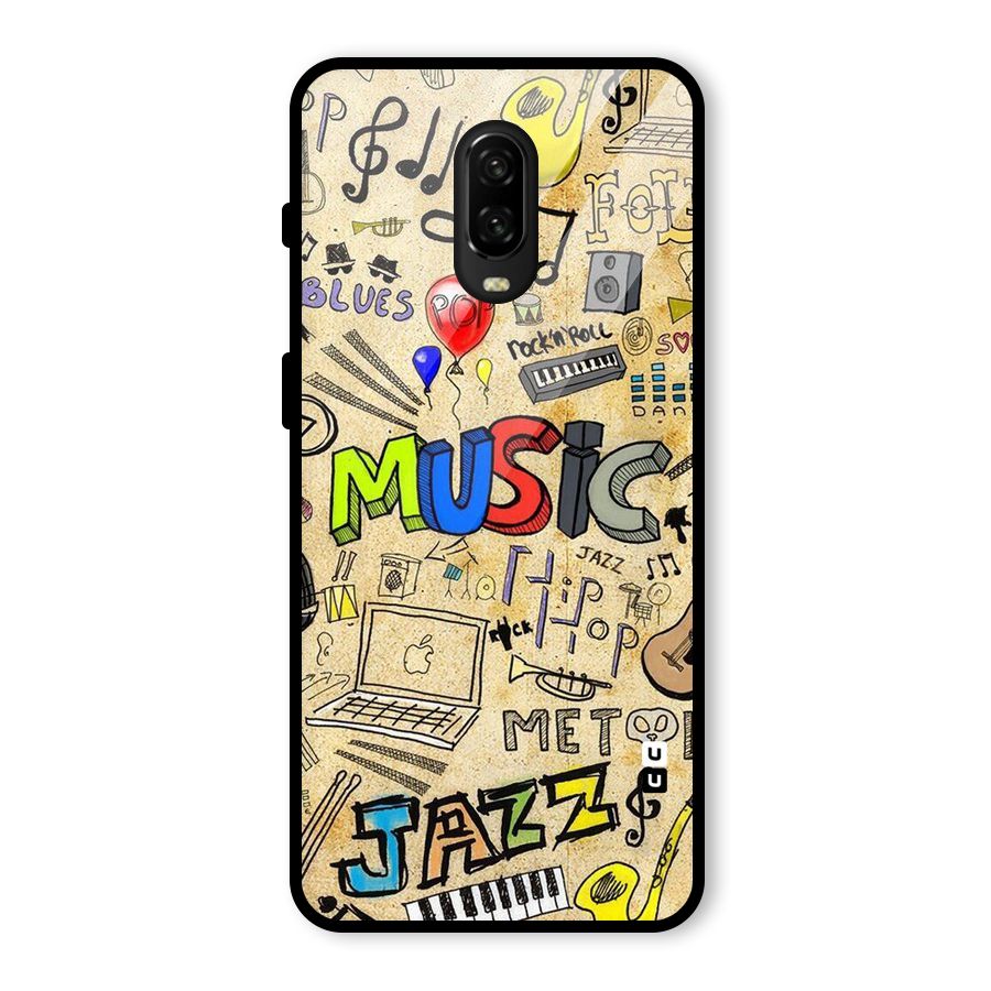 Music Pattern Glass Back Case for OnePlus 6T