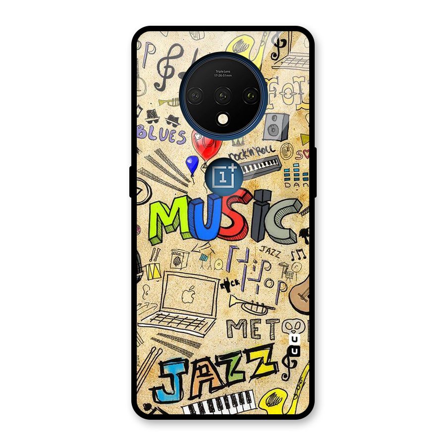 Music Pattern Glass Back Case for OnePlus 7T
