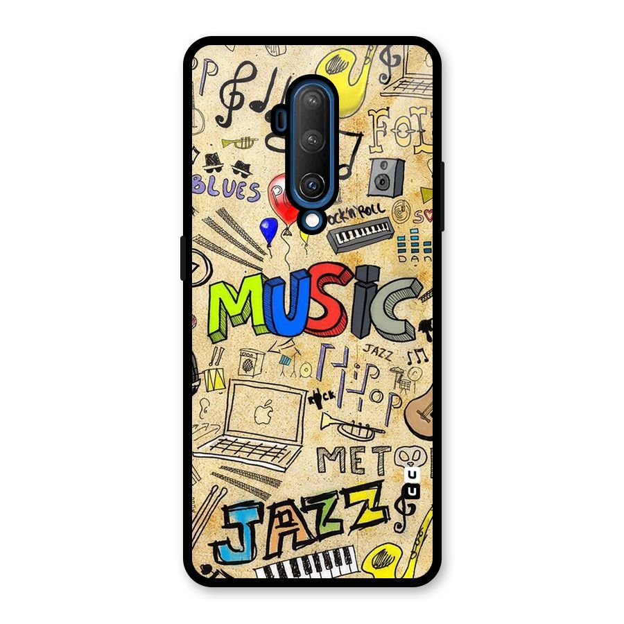 Music Pattern Glass Back Case for OnePlus 7T Pro