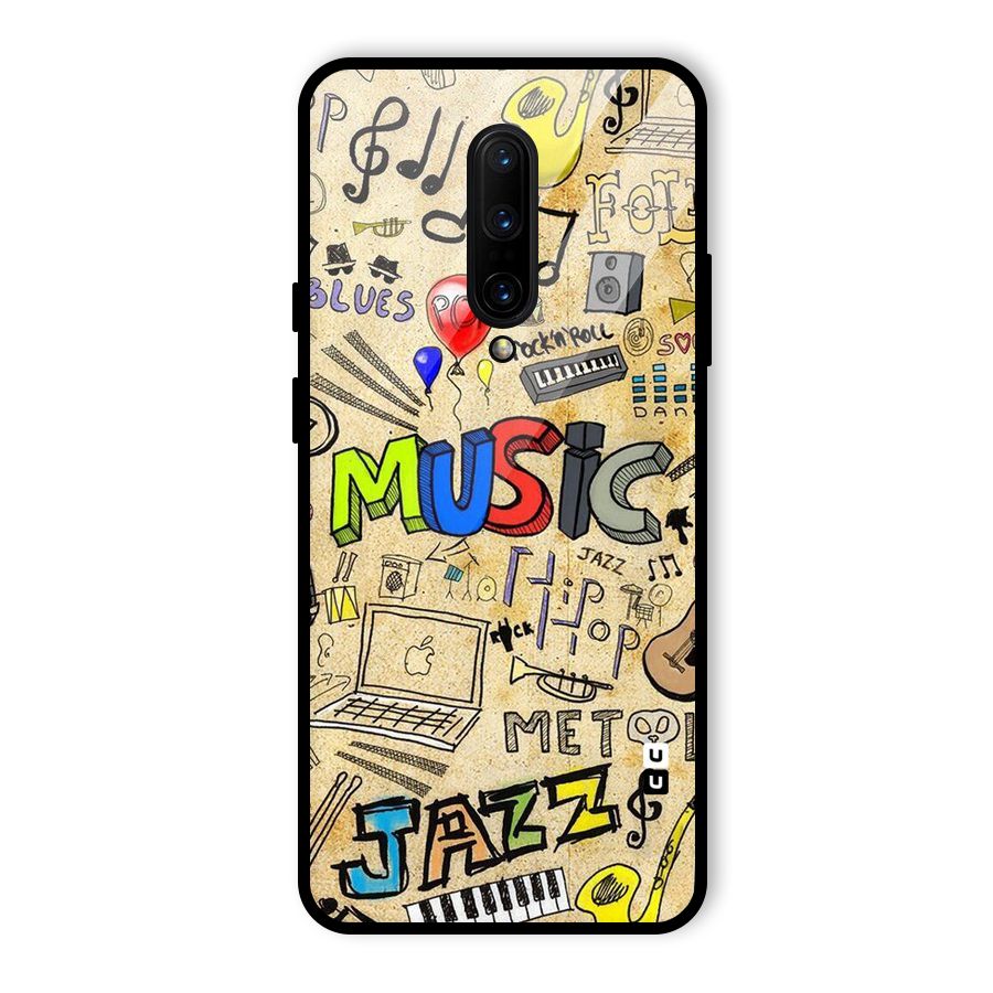 Music Pattern Glass Back Case for OnePlus 7 Pro