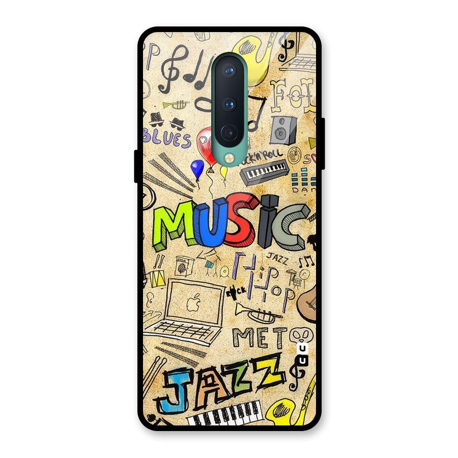 Music Pattern Glass Back Case for OnePlus 8