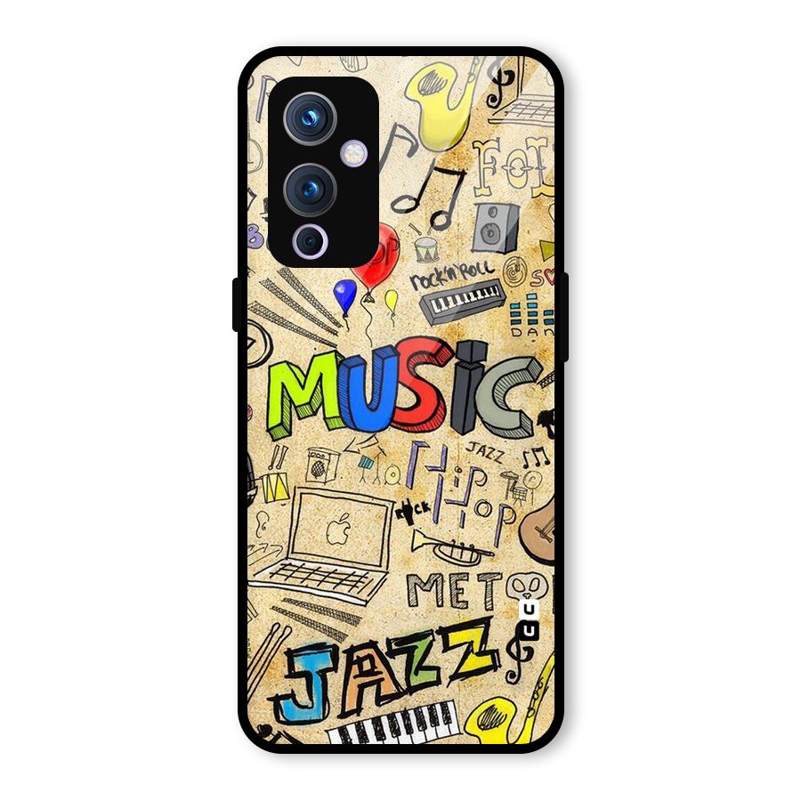 Music Pattern Glass Back Case for OnePlus 9
