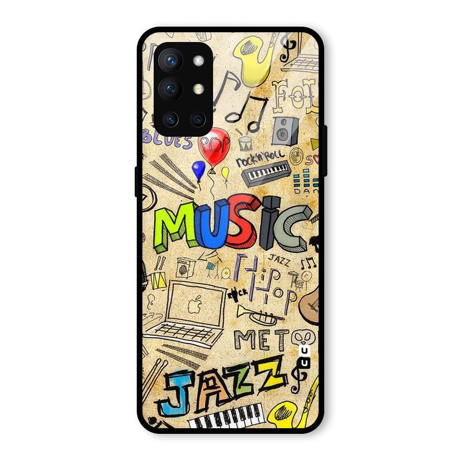 Music Pattern Glass Back Case for OnePlus 9R