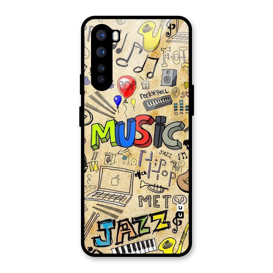 Music Pattern Glass Back Case for OnePlus Nord