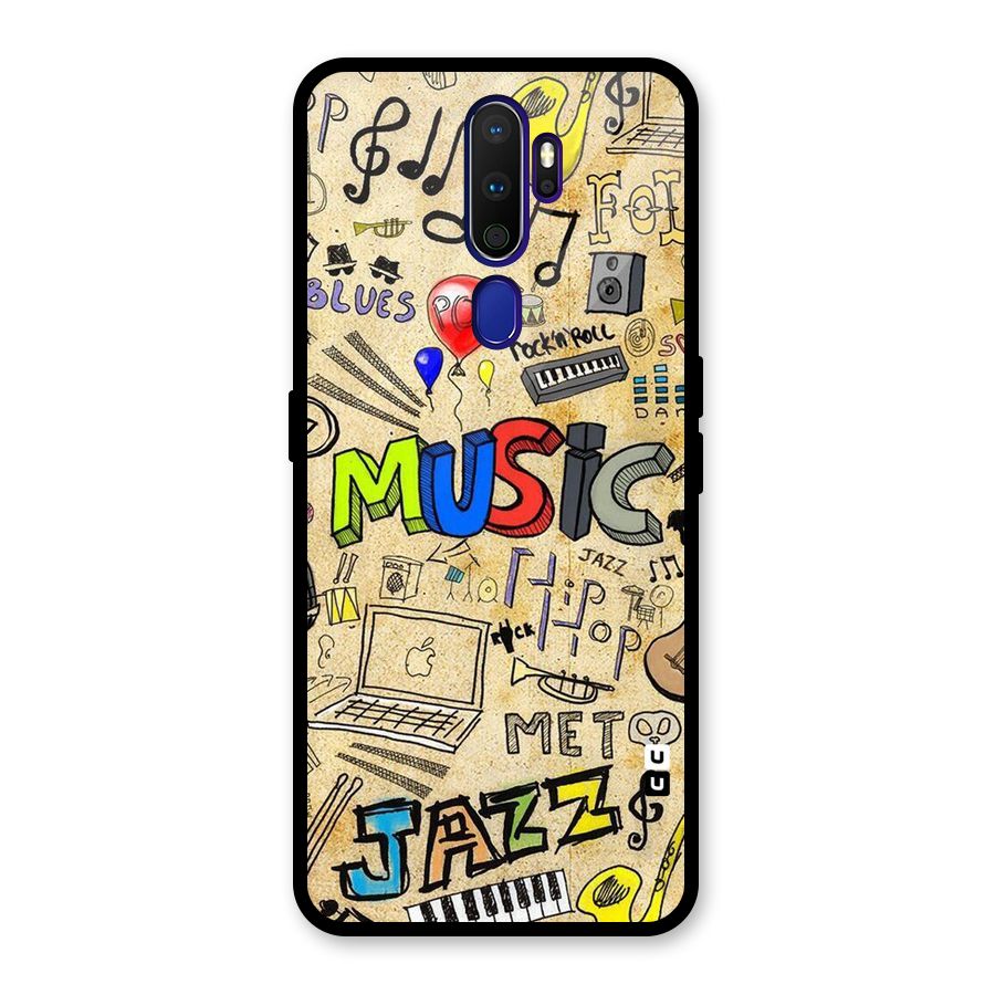 Music Pattern Glass Back Case for Oppo A9 (2020)