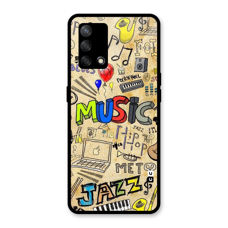 Music Pattern Glass Back Case for Oppo F19