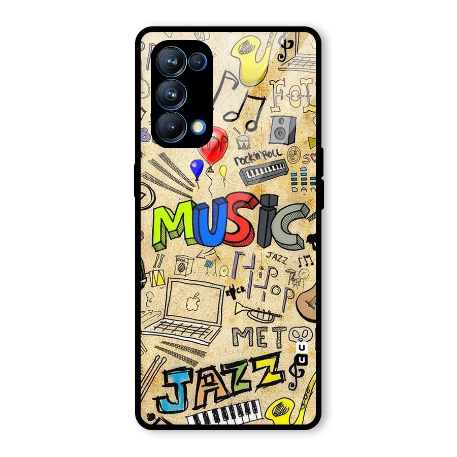 Music Pattern Glass Back Case for Oppo Reno5 Pro 5G