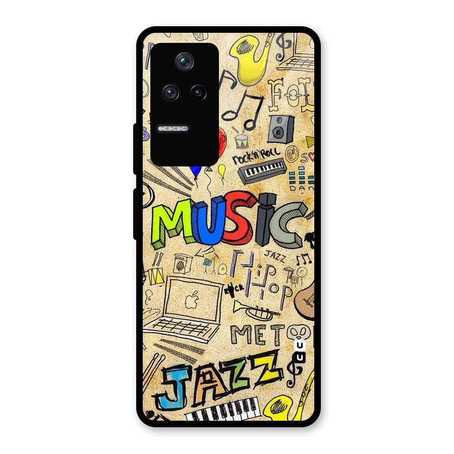 Music Pattern Glass Back Case for Poco F4 5G
