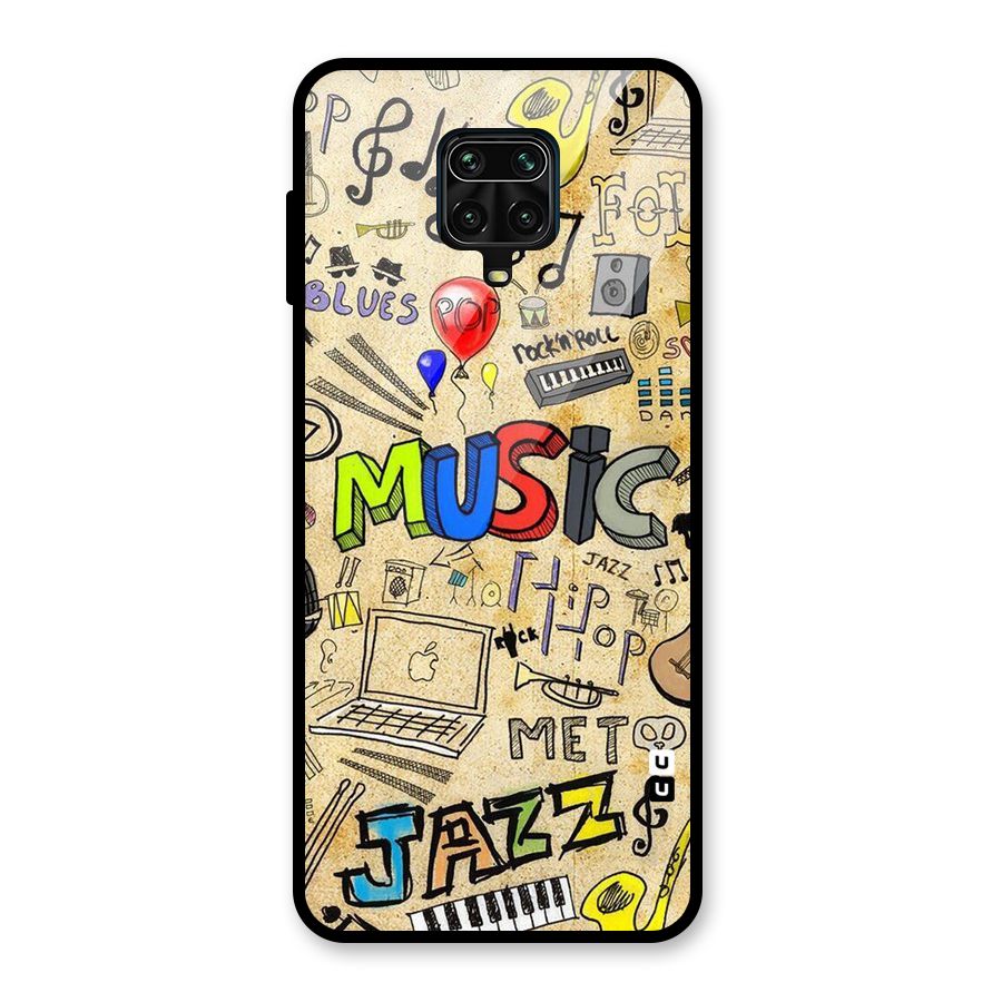 Music Pattern Glass Back Case for Poco M2 Pro