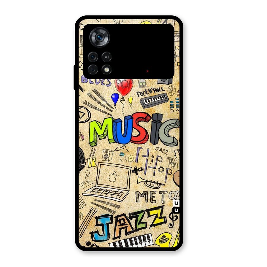 Music Pattern Glass Back Case for Poco X4 Pro 5G