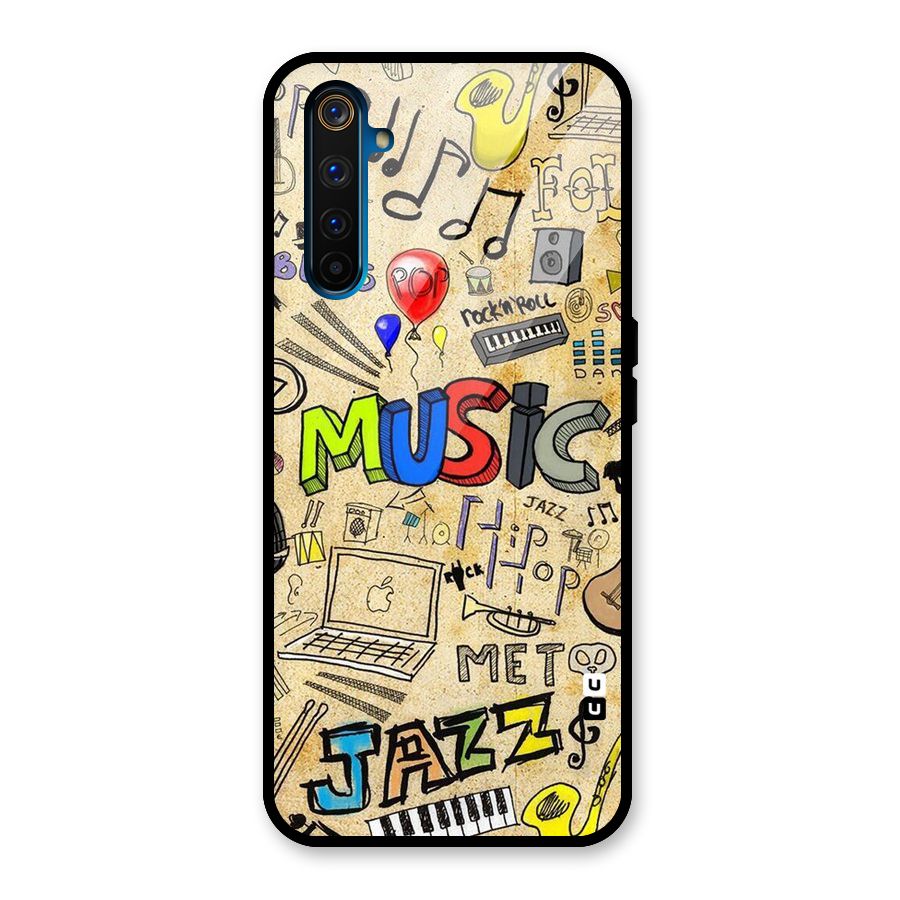 Music Pattern Glass Back Case for Realme 6 Pro
