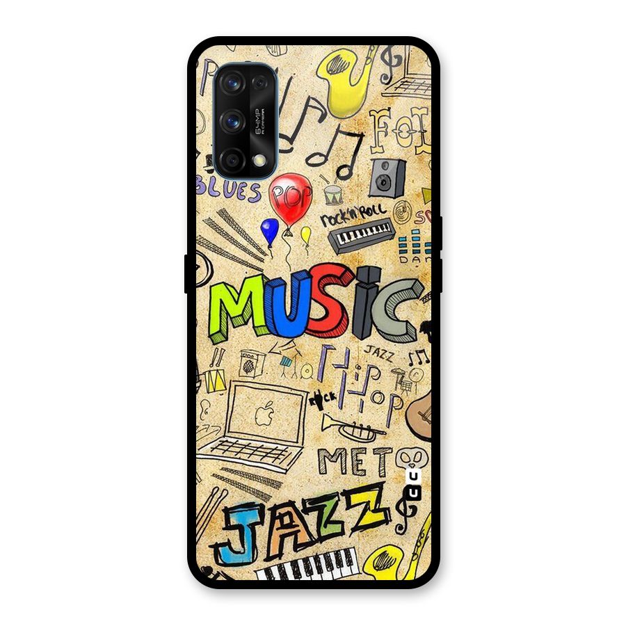 Music Pattern Glass Back Case for Realme 7 Pro