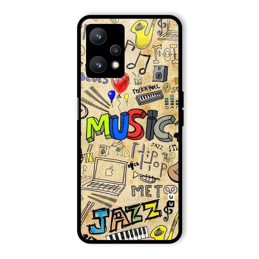Music Pattern Glass Back Case for Realme 9 Pro 5G