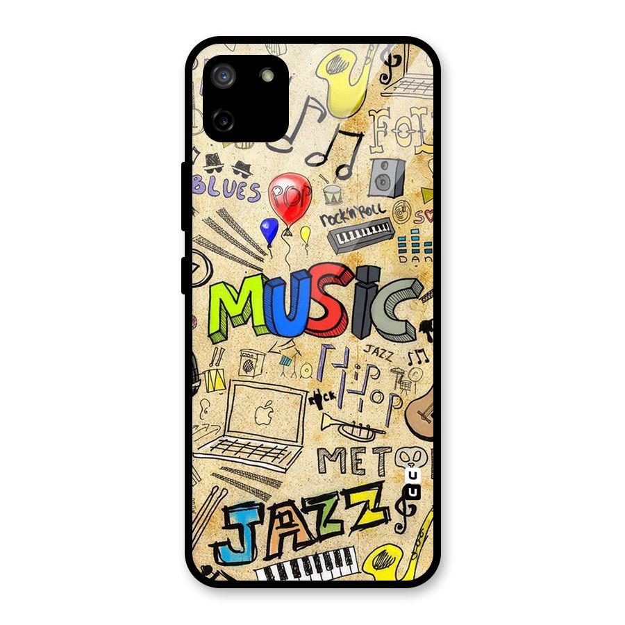 Music Pattern Glass Back Case for Realme C11