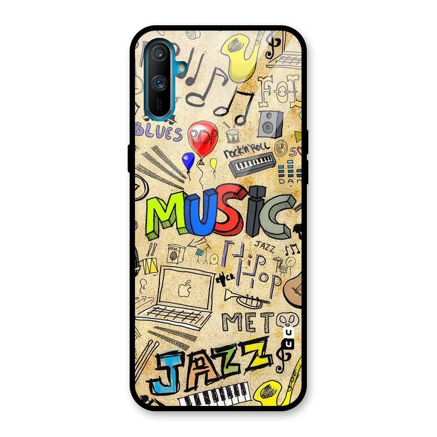 Music Pattern Glass Back Case for Realme C3