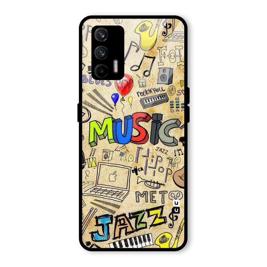 Music Pattern Glass Back Case for Realme GT 5G