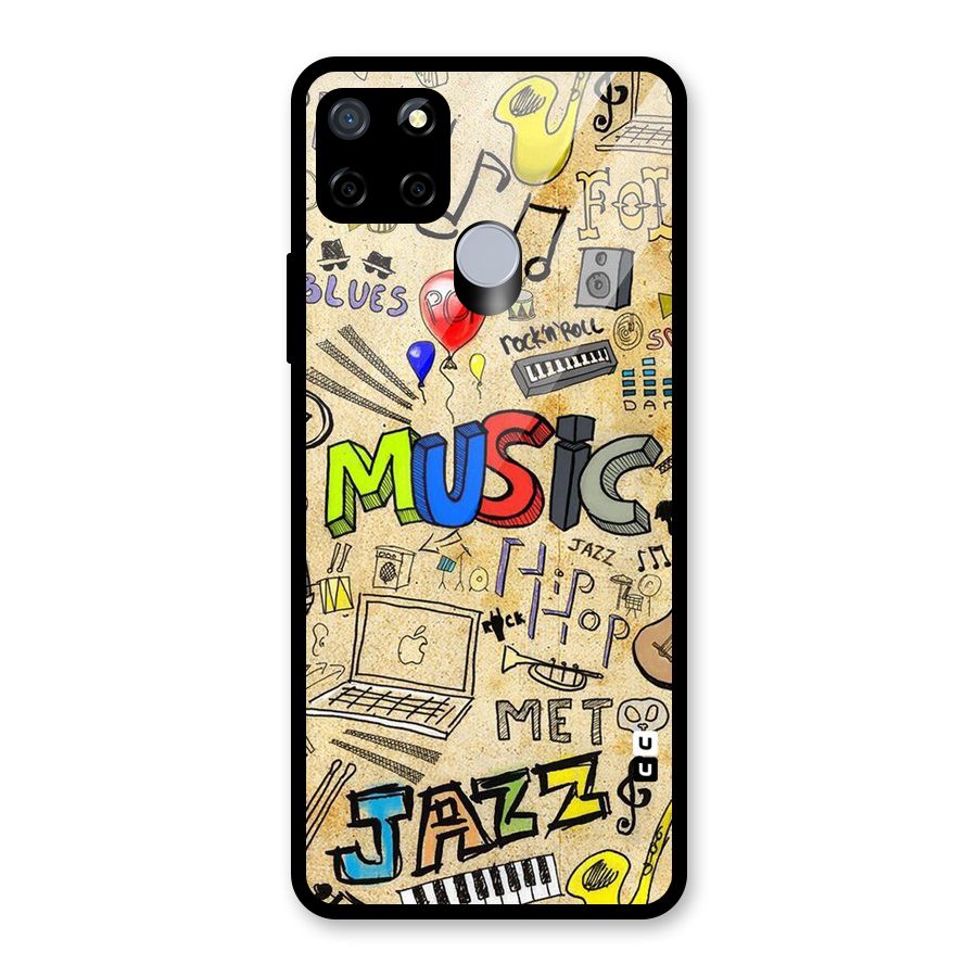 Music Pattern Glass Back Case for Realme Narzo 20