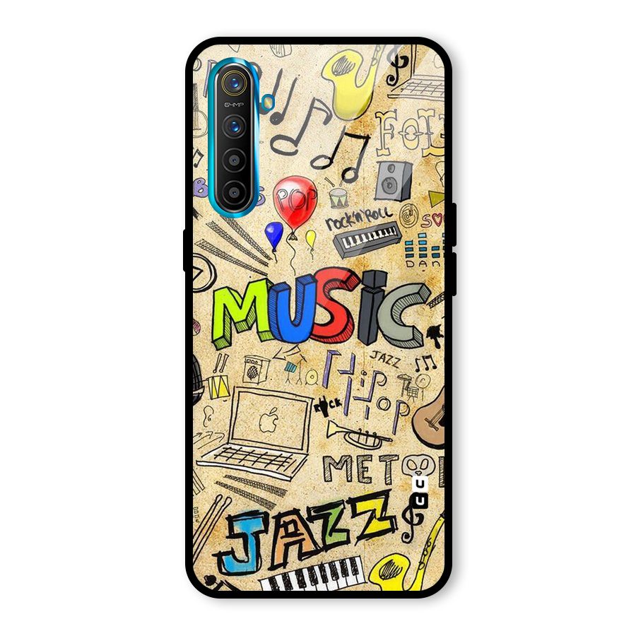 Music Pattern Glass Back Case for Realme X2
