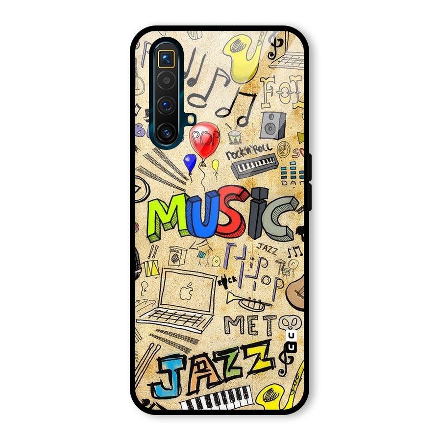 Music Pattern Glass Back Case for Realme X3 SuperZoom
