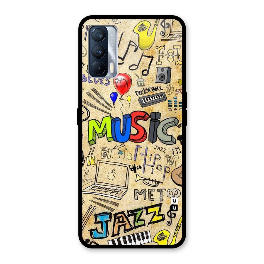 Music Pattern Glass Back Case for Realme X7