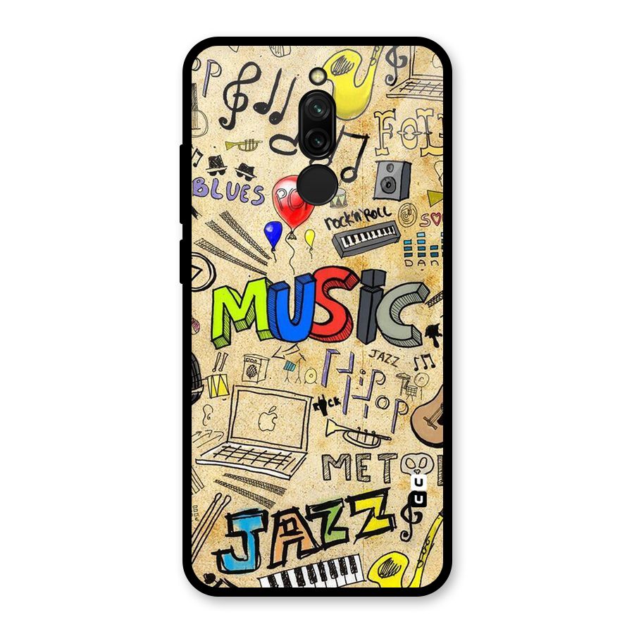 Music Pattern Glass Back Case for Redmi 8