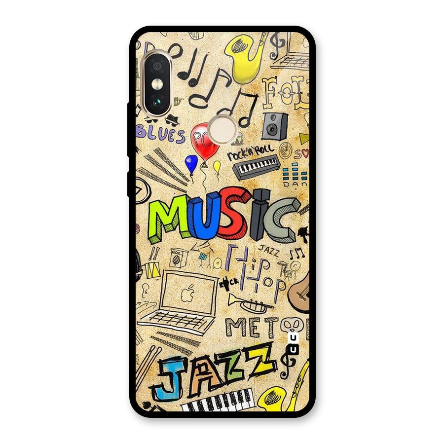 Music Pattern Glass Back Case for Redmi Note 5 Pro