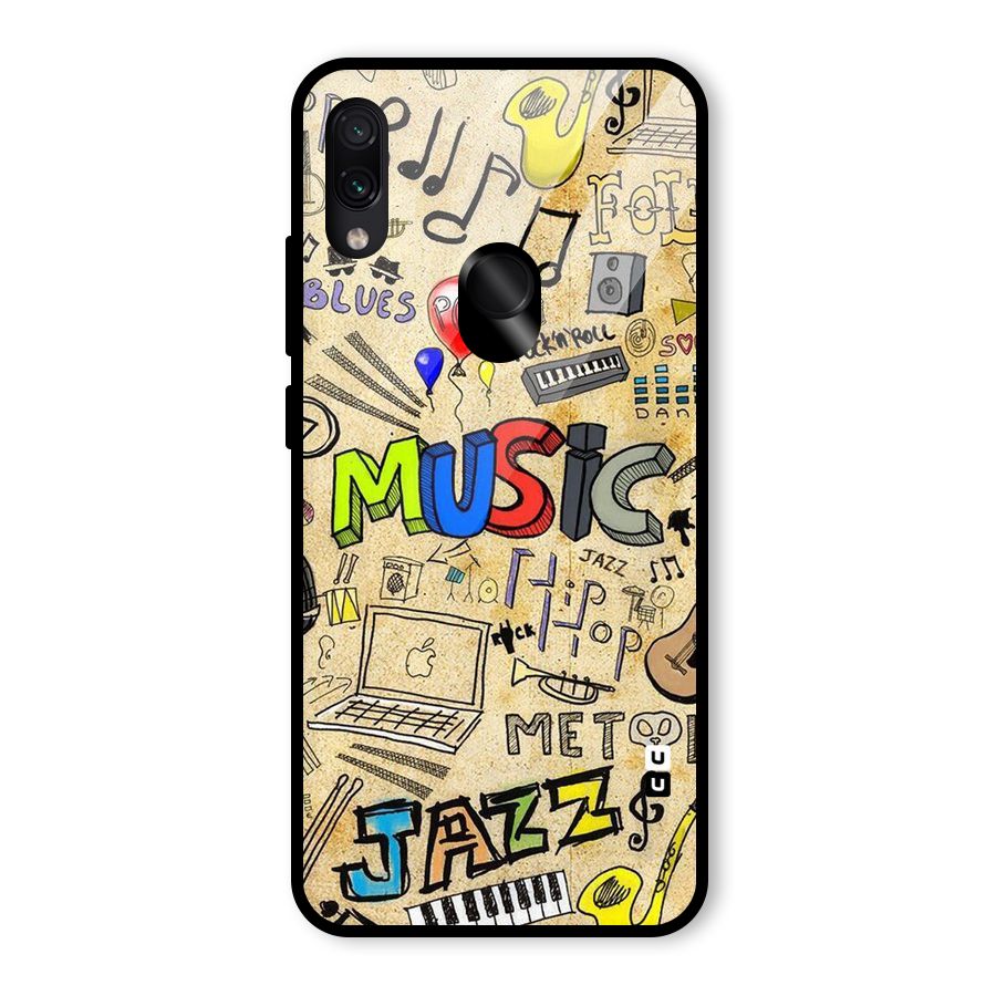 Music Pattern Glass Back Case for Redmi Note 7 Pro