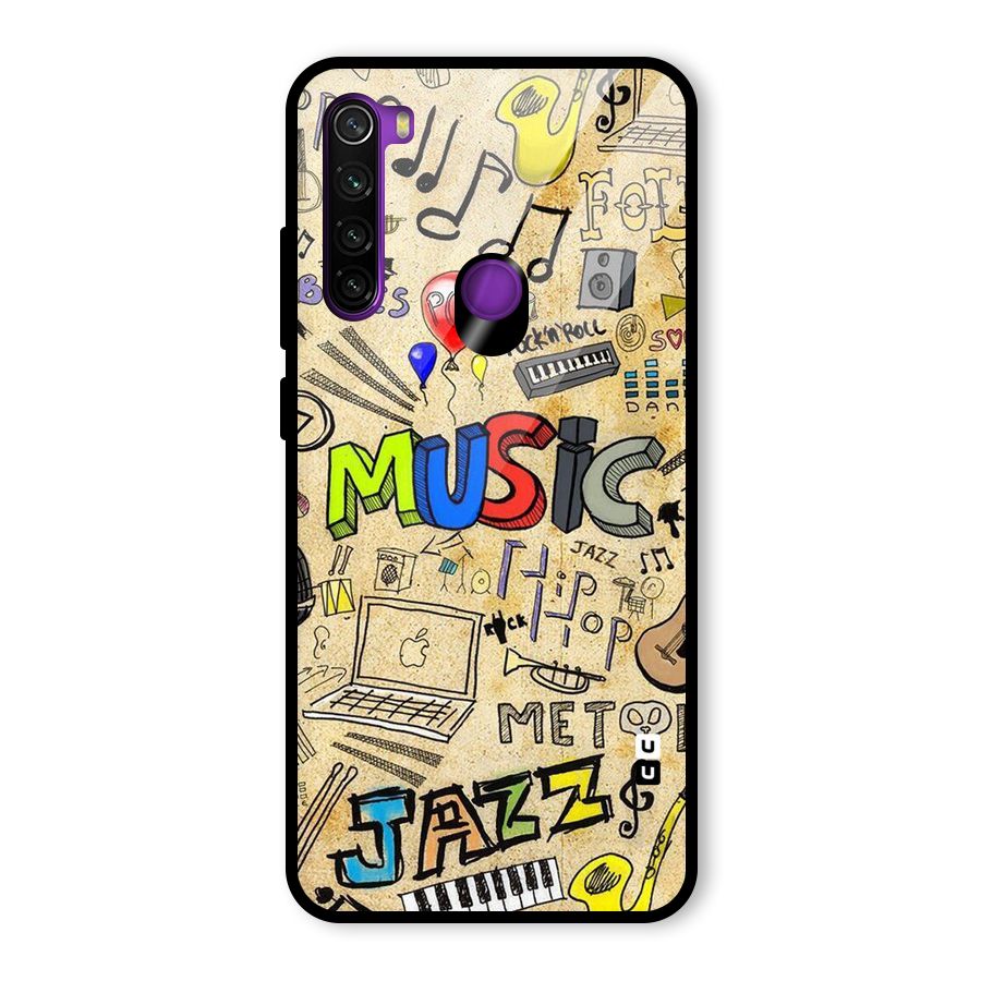 Music Pattern Glass Back Case for Redmi Note 8