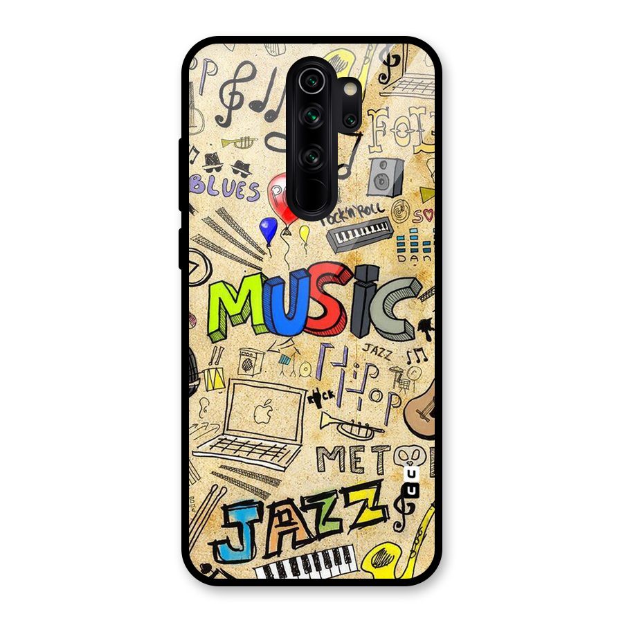 Music Pattern Glass Back Case for Redmi Note 8 Pro
