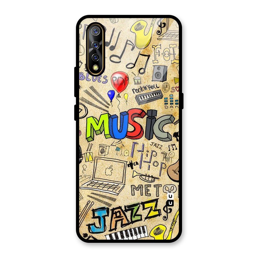 Music Pattern Glass Back Case for Vivo S1